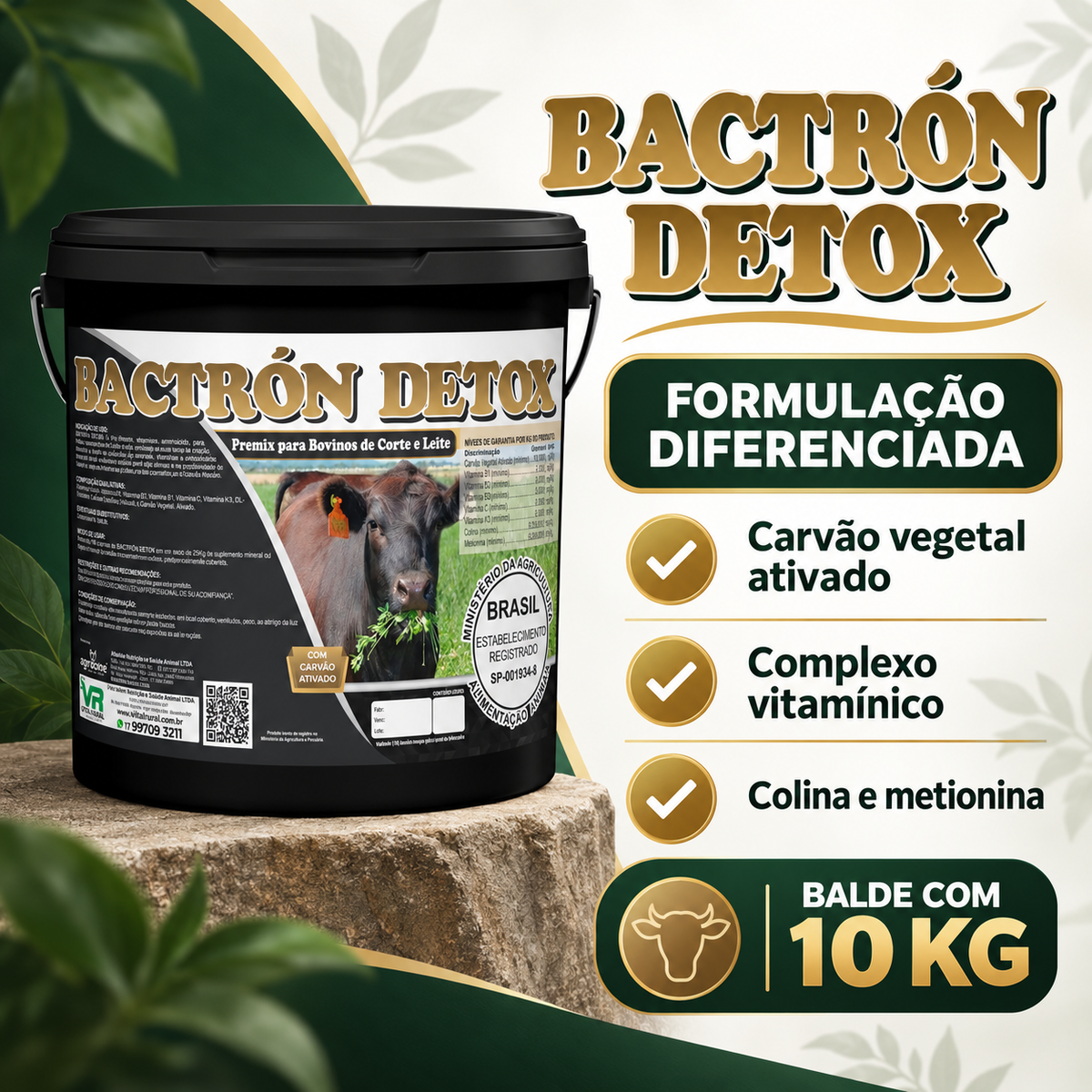 Formulação e apresentação de 10 kg do Bactrón Detox