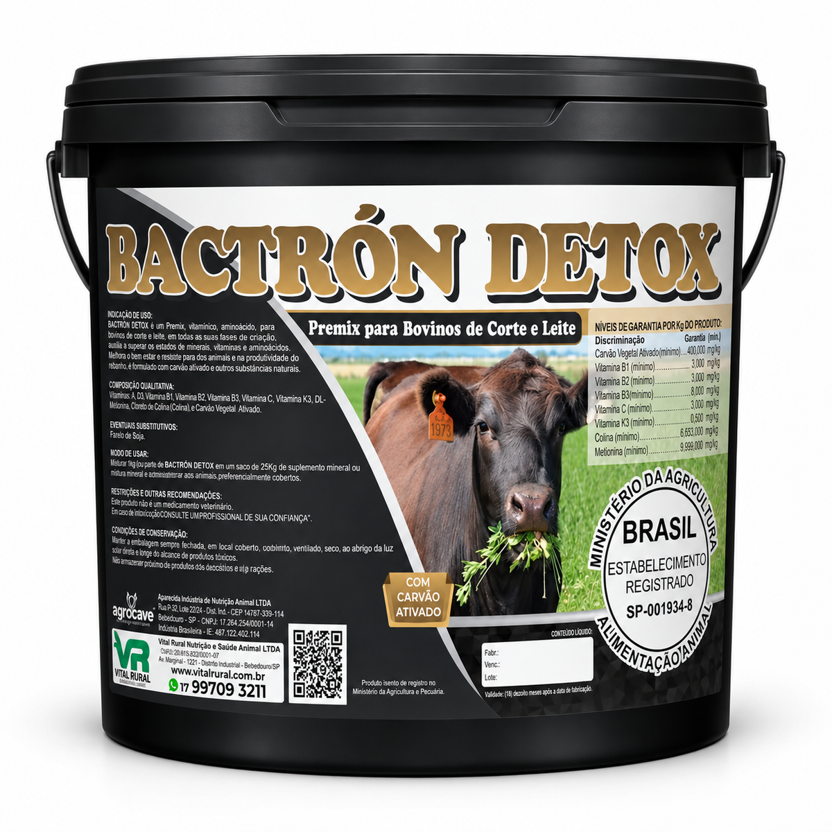 Balde de 10 kg do Bactrón Detox em fundo branco
