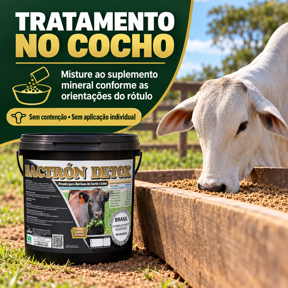 Orientação de uso do Bactrón Detox no cocho
