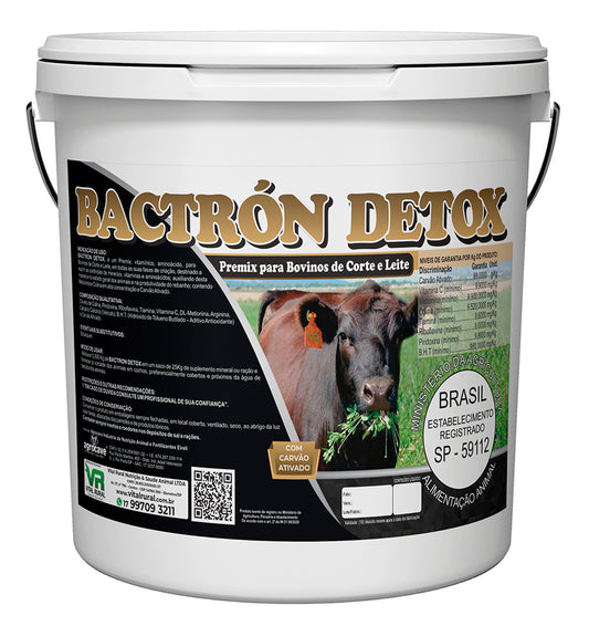 Bactrón Detox® Antitóxico com Carvão Vegetal Ativado para Bovinos Balde 10 Kg